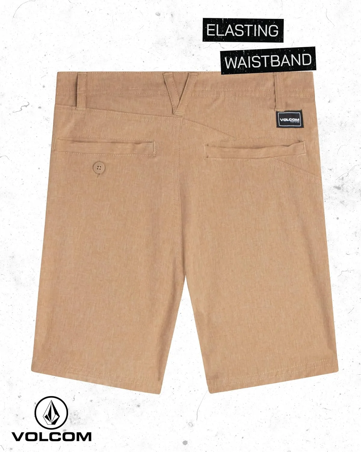 Volcom Boys' Twill Shorts - Stretch Fit Flat Front Chino Golf Uniform Shorts for Boys, Classic Pull-On Style with Belt Loops