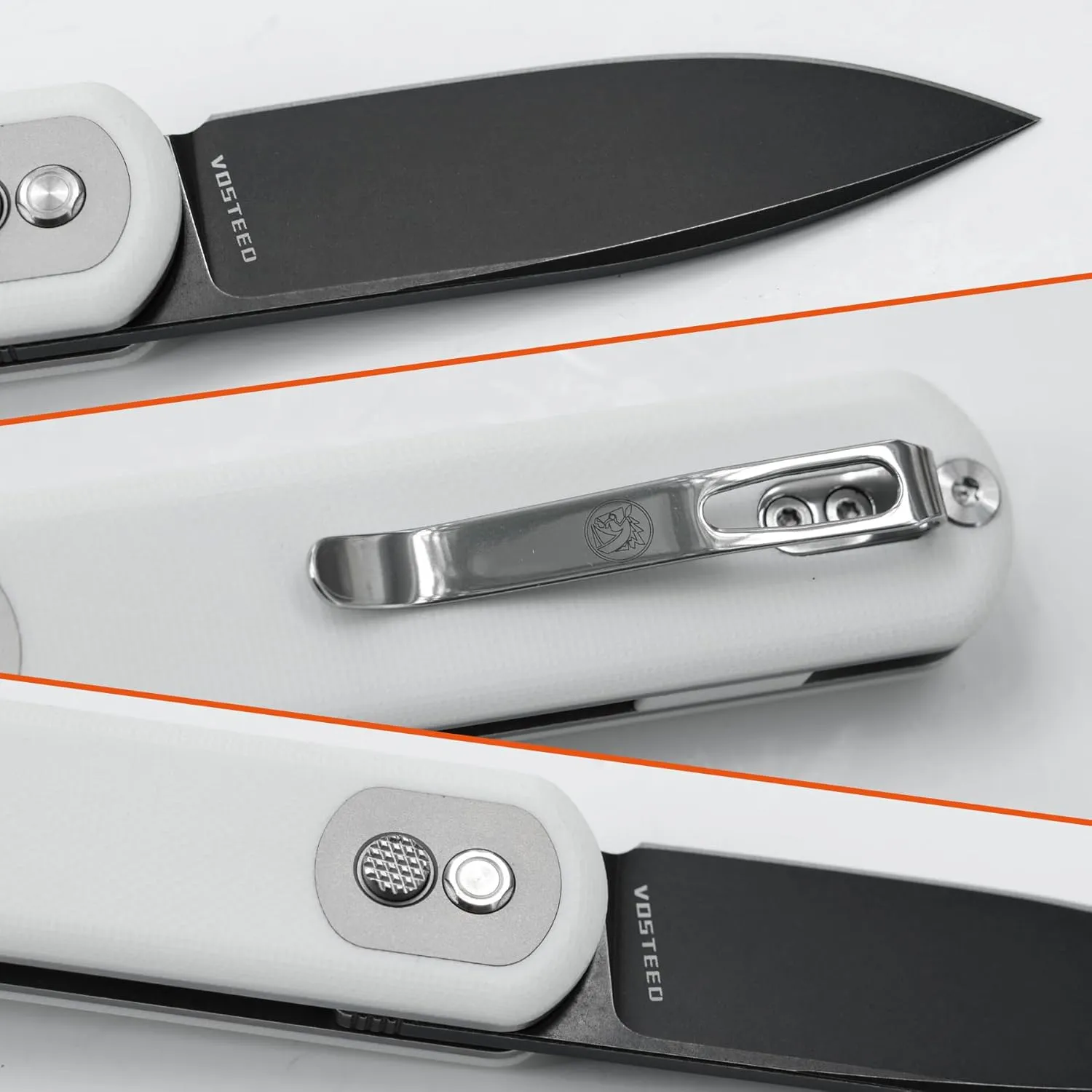 Vosteed Corgi Small Folding Knife, Flipper Knife with Clip for Men Women Gifts, Patented Trek Lock Pocket Knife 2.99" Sandvik 14C29N Blade, G10 Handle for EDC