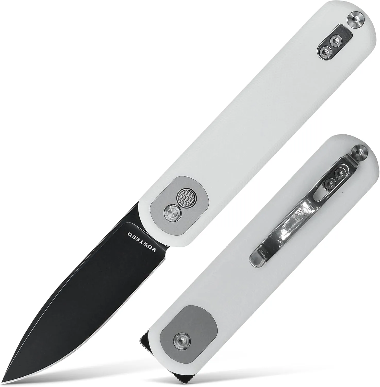 Vosteed Corgi Small Folding Knife, Flipper Knife with Clip for Men Women Gifts, Patented Trek Lock Pocket Knife 2.99" Sandvik 14C29N Blade, G10 Handle for EDC