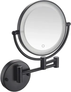 Wall-Mounted Makeup Mirror Lighted, 360° Swivel Extendable Vanity Mirror for Shaving, Makeup, and Grooming