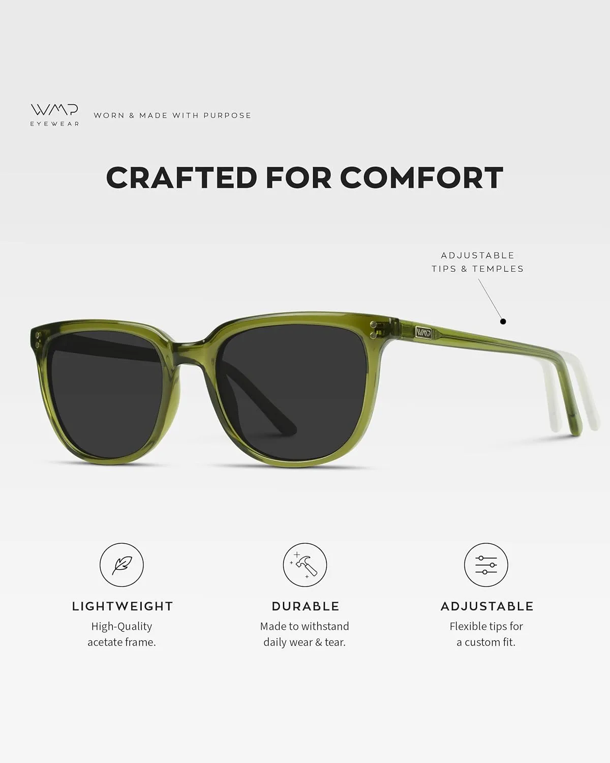 WearMe Pro Polarized Classic Retro Flat Square Unisex Sunglasses