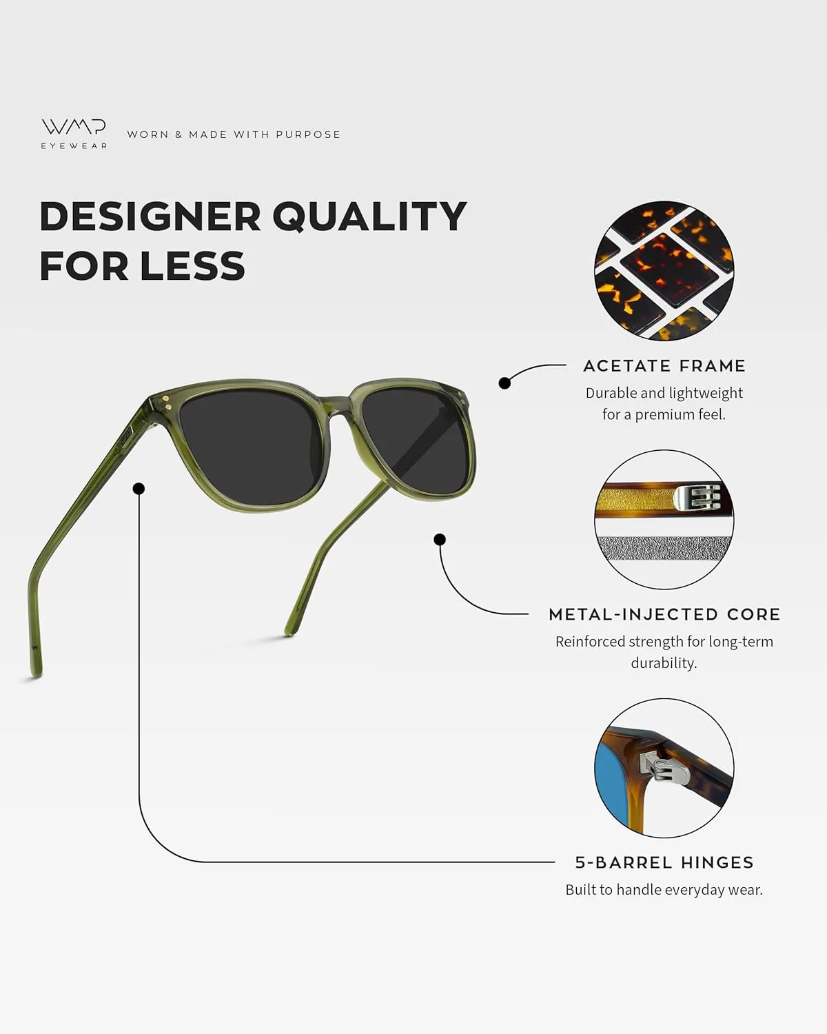 WearMe Pro Polarized Classic Retro Flat Square Unisex Sunglasses