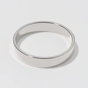 White Gold Flat Wedding Band - Polished 4mm
