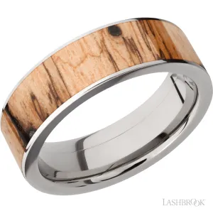 White Titanium Alternative Metal Ring 8mm wide Spalted Tamarind REMOVE Size 10