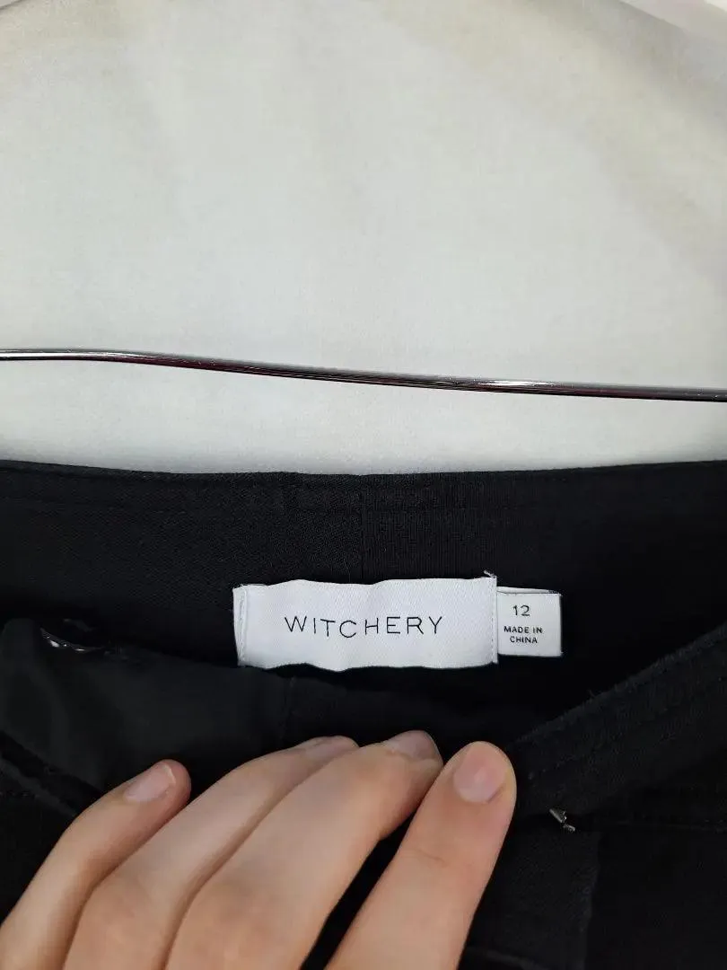 Witchery Sleek Belted Black Office Pants Size 12