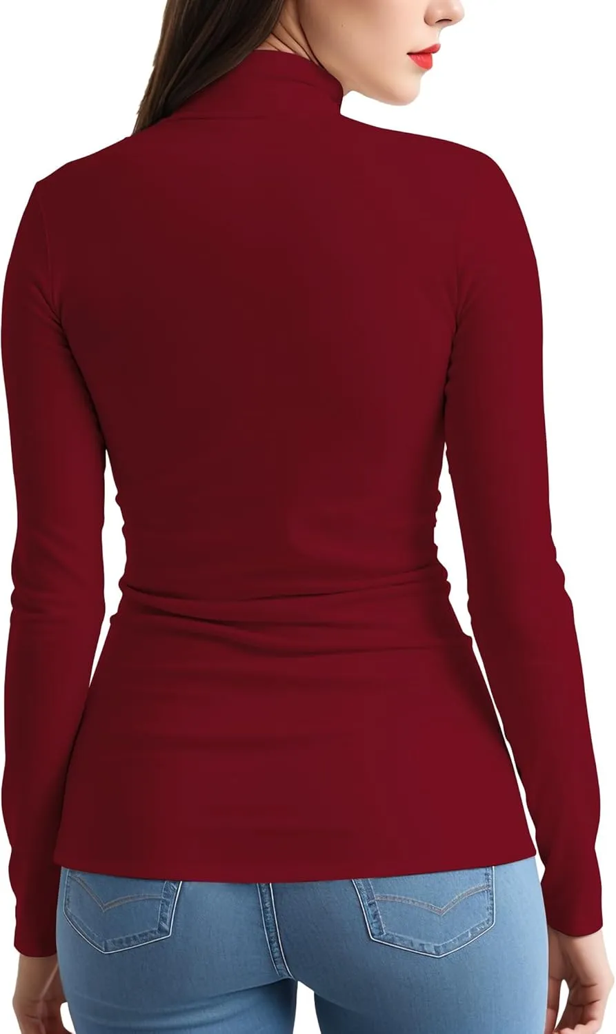 Women's 2 Pack Long Sleeve Turtleneck Thermal T-Shirts Mock Neck Underwear Fall Winter Base Layer Lightweight Tops