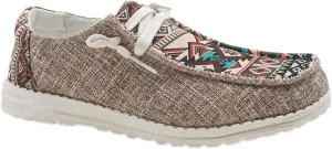 Women's Aztec Print Canvas Loafer Shoes Ethnic Lace-up Slip-on Sneakers Wide Width and Lightweight Arch Support Walking Shoes Comfortable