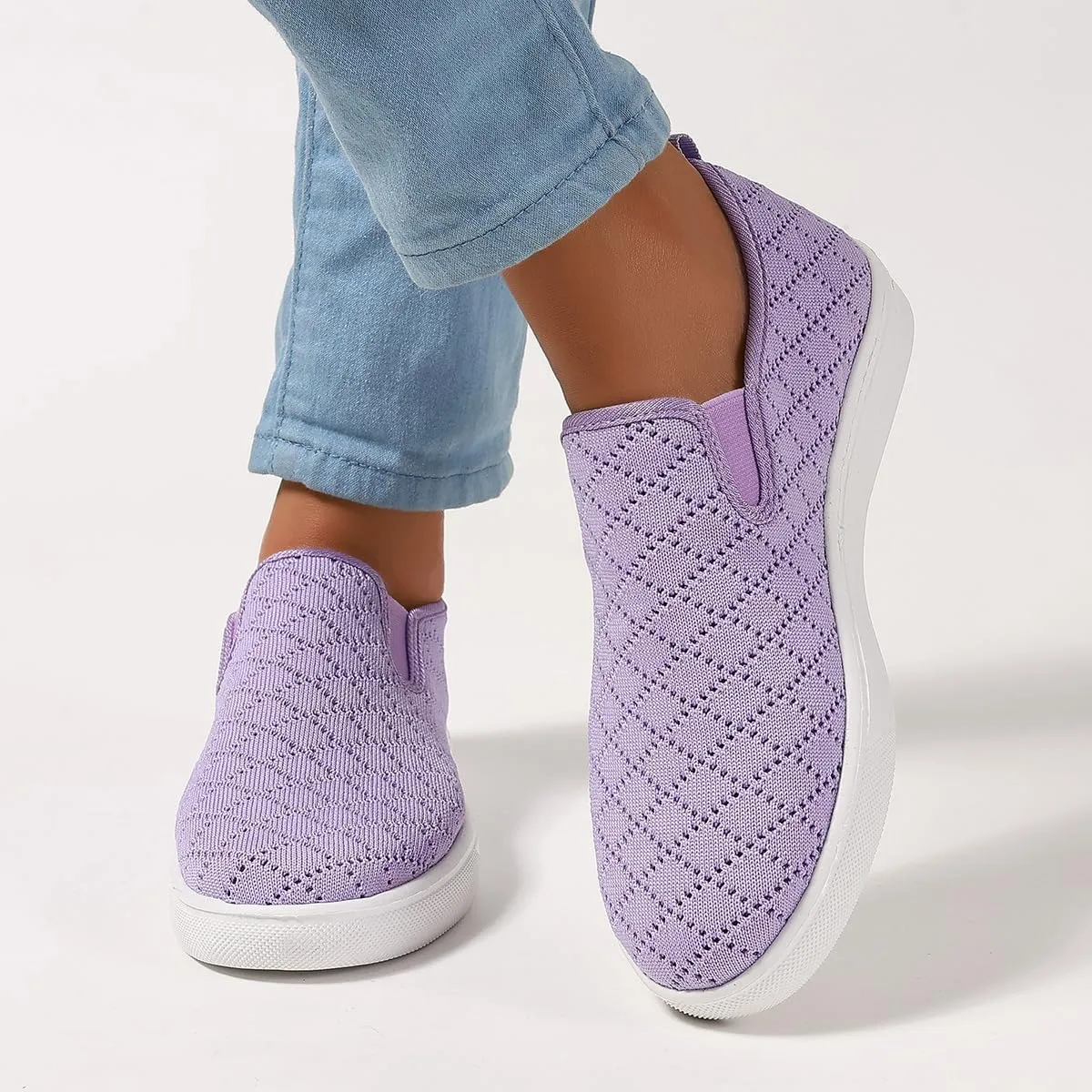 Women's Casual Slip On Sneaker Comfort Breathable Walking Loafer Flats Low Top Canvas Fashion Sneakers
