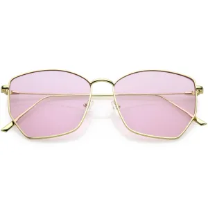 Women's Modern Geometric Thin Metal Frame Sunglasses C968