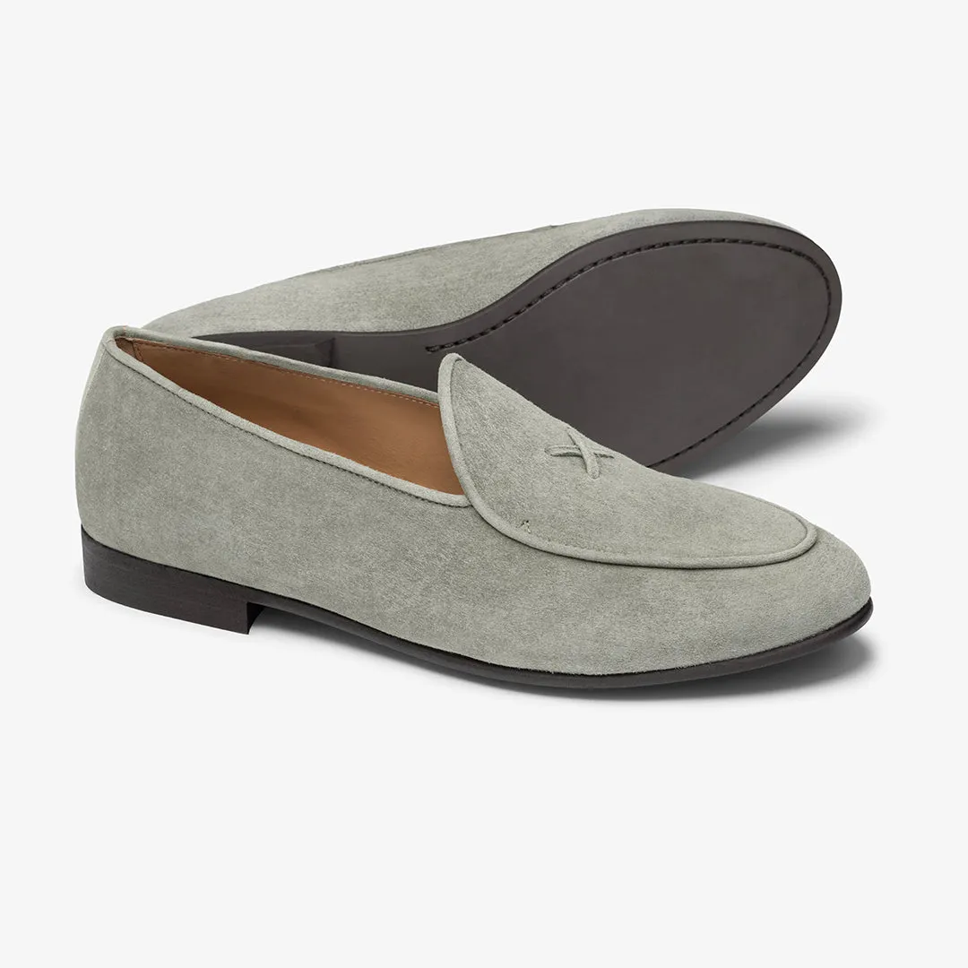 Women's Olive Grey Suede Milano Loafer From Del Toro Shoes
