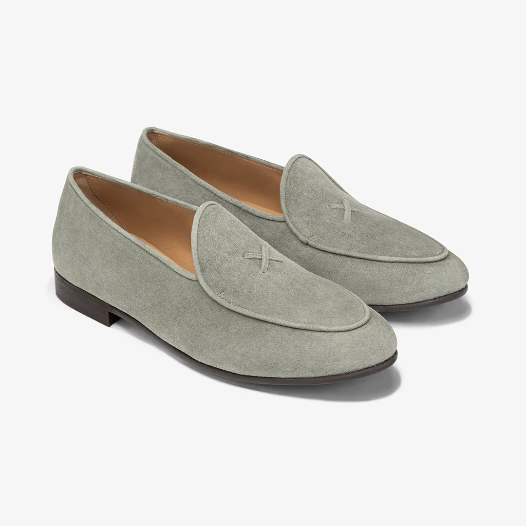 Women's Olive Grey Suede Milano Loafer From Del Toro Shoes