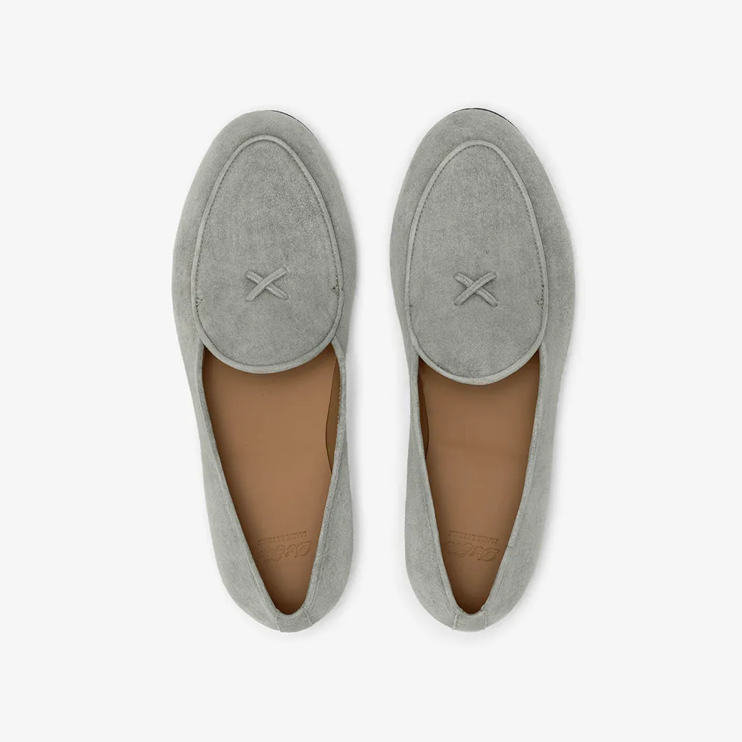 Women's Olive Grey Suede Milano Loafer From Del Toro Shoes