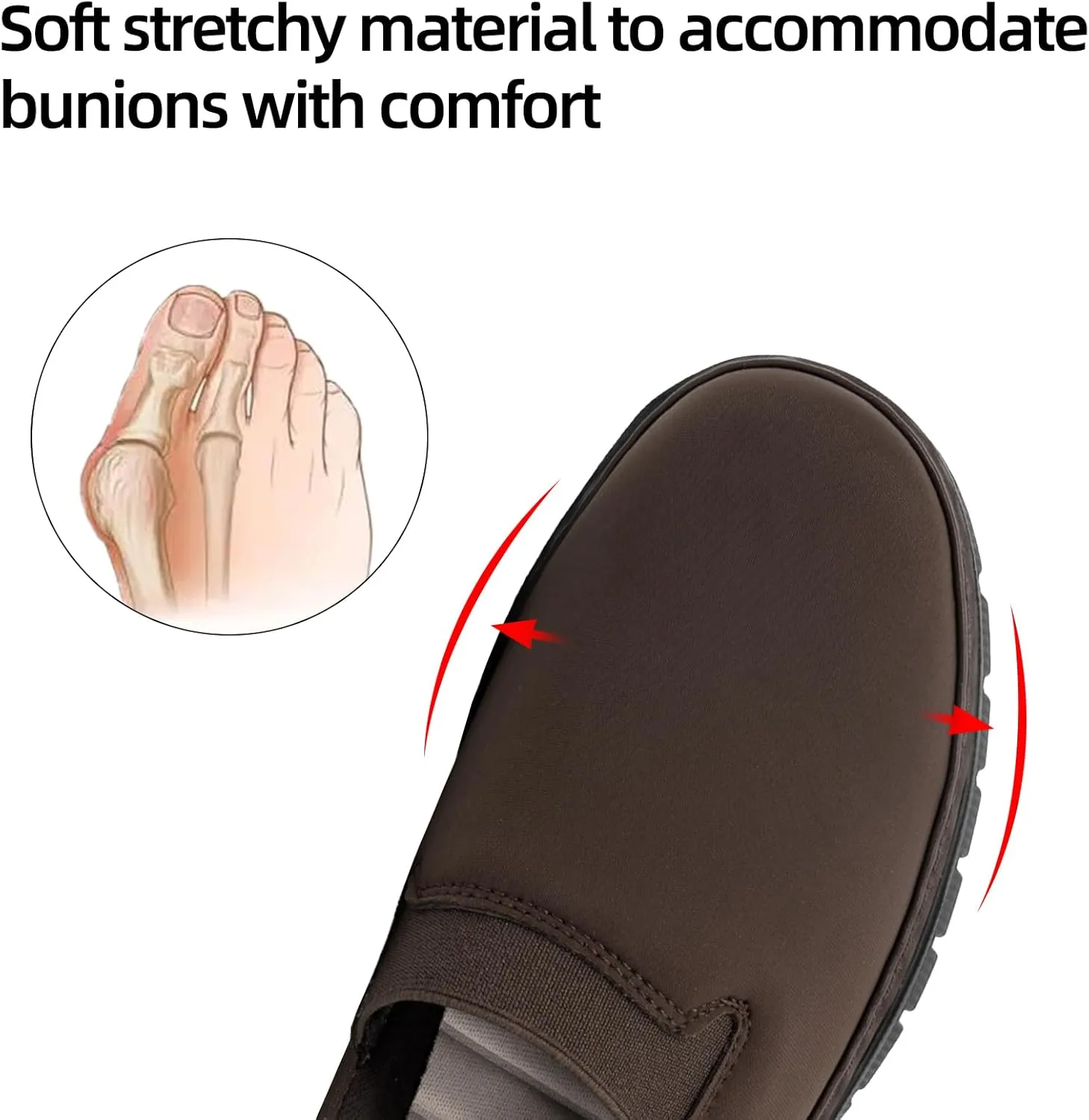Women’s Orthopedic Loafers Round Toe Comfortable Slip-on Bunions Work Shoes Stretchy Walking Orthotic Shoes with Arch Support