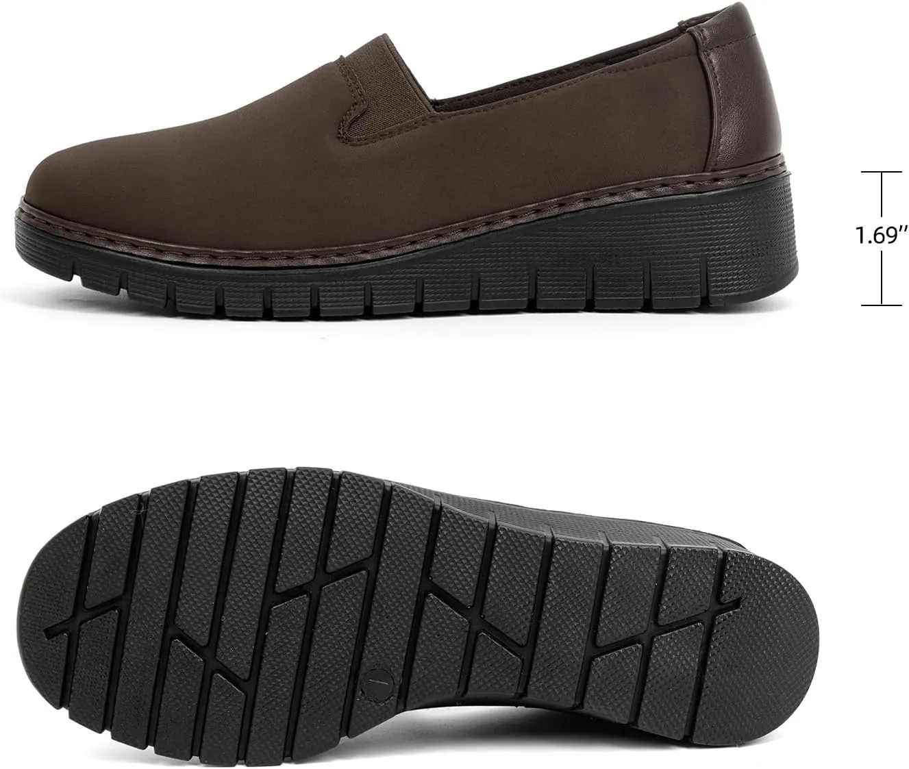 Women’s Orthopedic Loafers Round Toe Comfortable Slip-on Bunions Work Shoes Stretchy Walking Orthotic Shoes with Arch Support