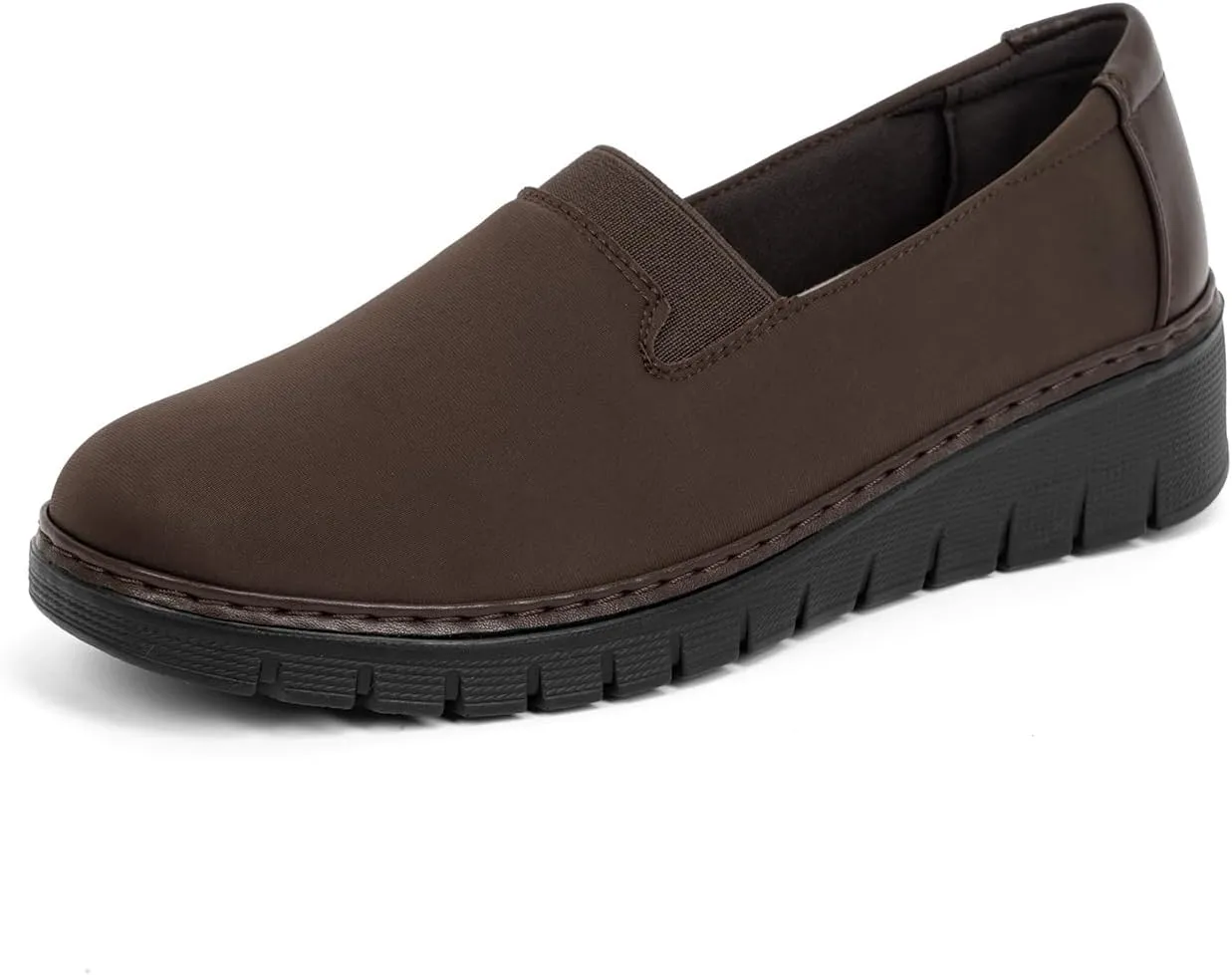 Women’s Orthopedic Loafers Round Toe Comfortable Slip-on Bunions Work Shoes Stretchy Walking Orthotic Shoes with Arch Support