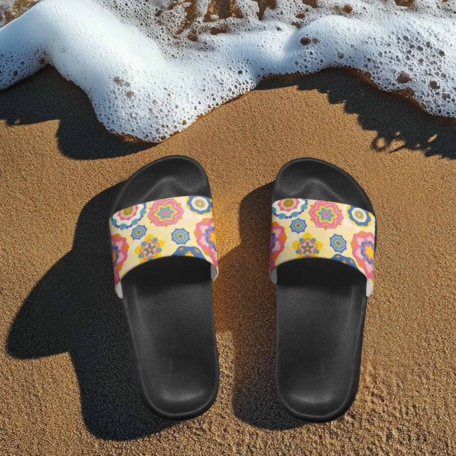 Womens Slide Sandal Lightweight Quick-dry Bathroom Shower Slippers Non Slip Open-toe EVA Slide Shoes Slippers for Bedroom House SizeUS 5-12.5