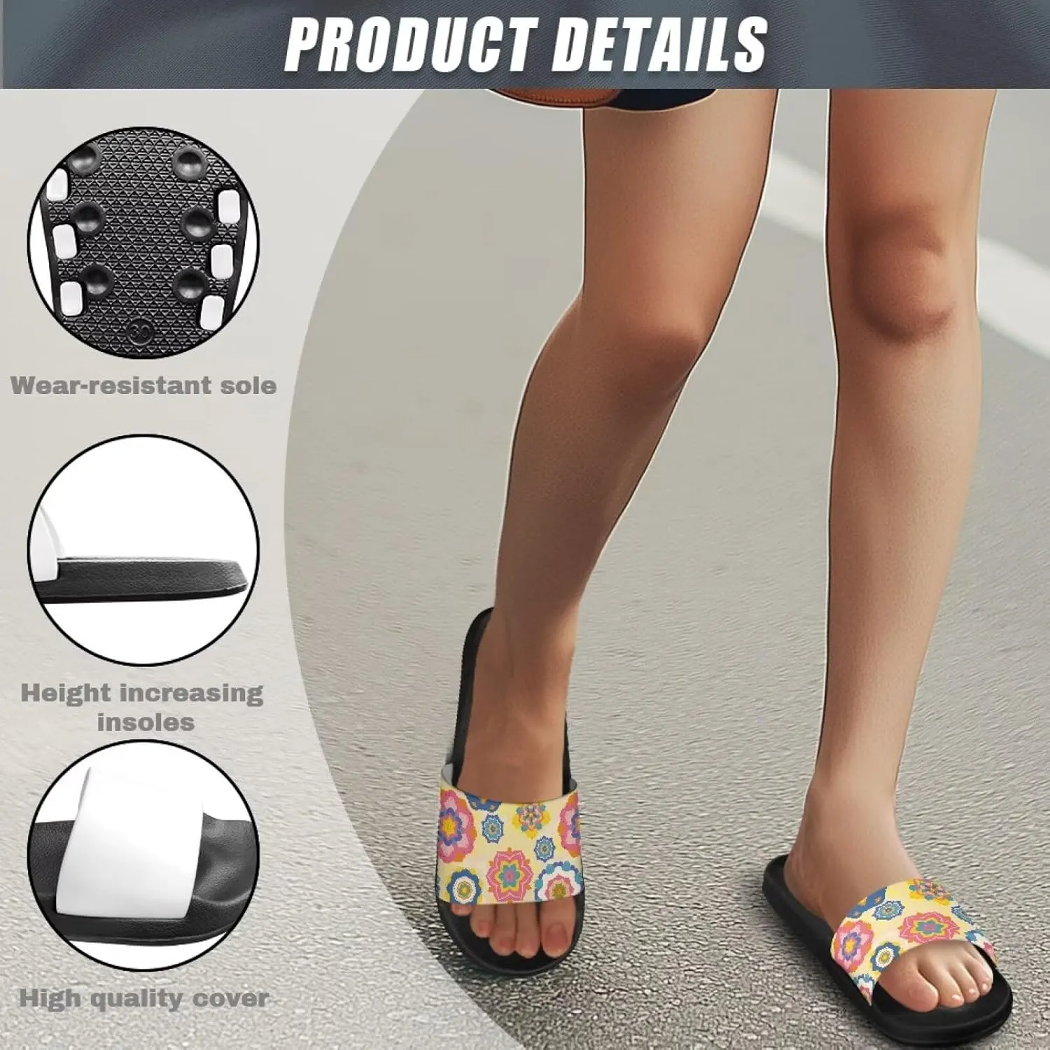 Womens Slide Sandal Lightweight Quick-dry Bathroom Shower Slippers Non Slip Open-toe EVA Slide Shoes Slippers for Bedroom House SizeUS 5-12.5