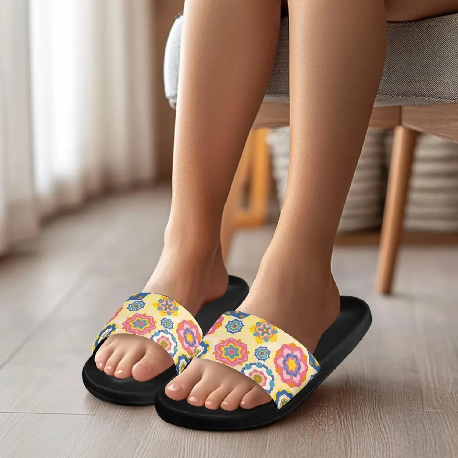 Womens Slide Sandal Lightweight Quick-dry Bathroom Shower Slippers Non Slip Open-toe EVA Slide Shoes Slippers for Bedroom House SizeUS 5-12.5