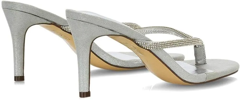 Womens Stiletto Heel Sandals Ladies Diamante Toe Post Thong Slip On Flip Flop Mule Shoes