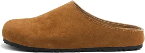 Women's Suede Clogs Soft Cork Footbed Leather Slip On Mules for Women Comfort Fall Mule Slide