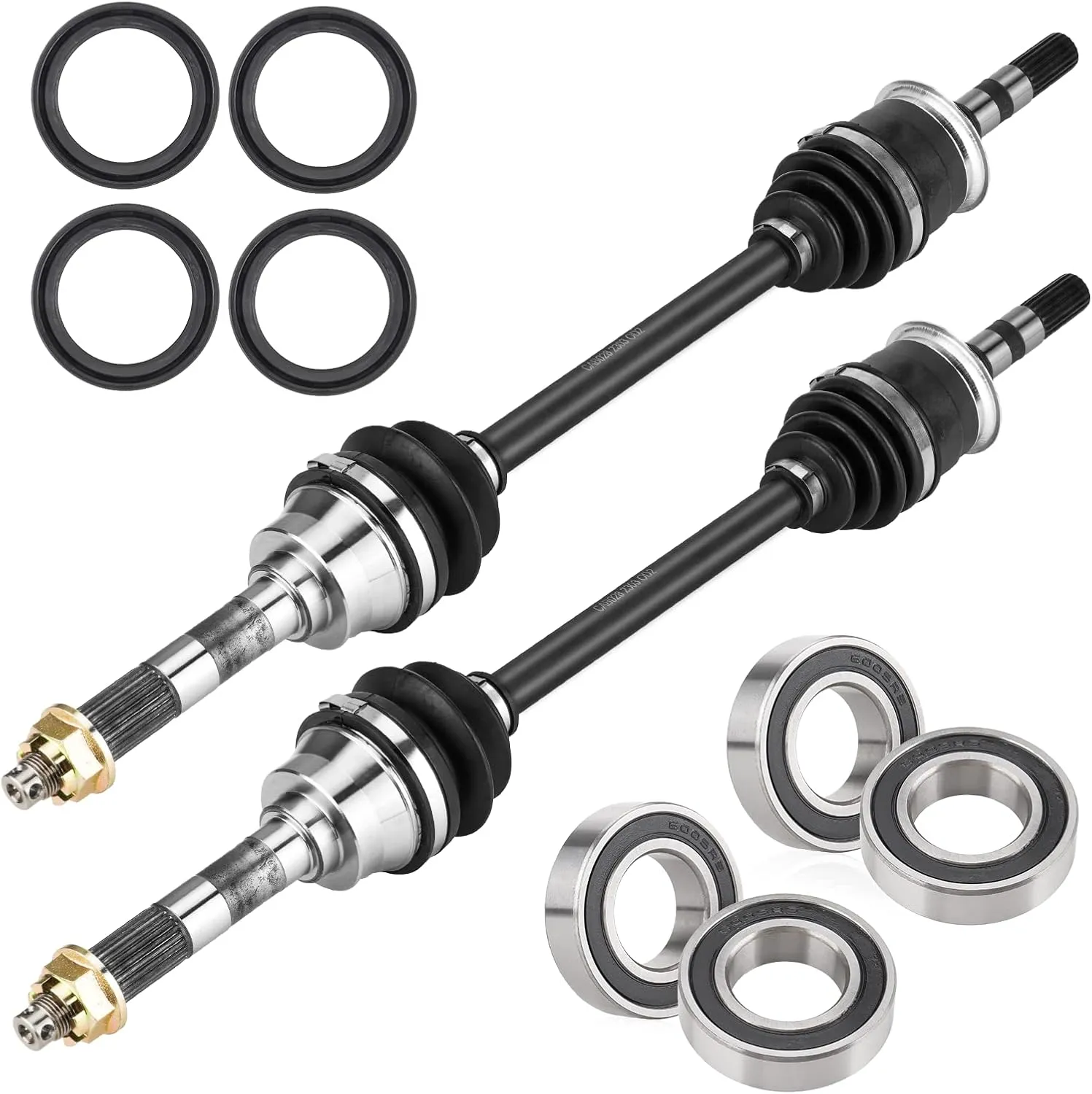 Youxmoto Front CV Axle & Wheel Bearing Kit Fit for Kawasaki Mule 2510 3010 4010 4x4 Diesel 2001 2002 2003 2004 2005 2006 2007 2008 2009 2010-2022; 4340 Chromoly Stee CV Axle Drive Shaft