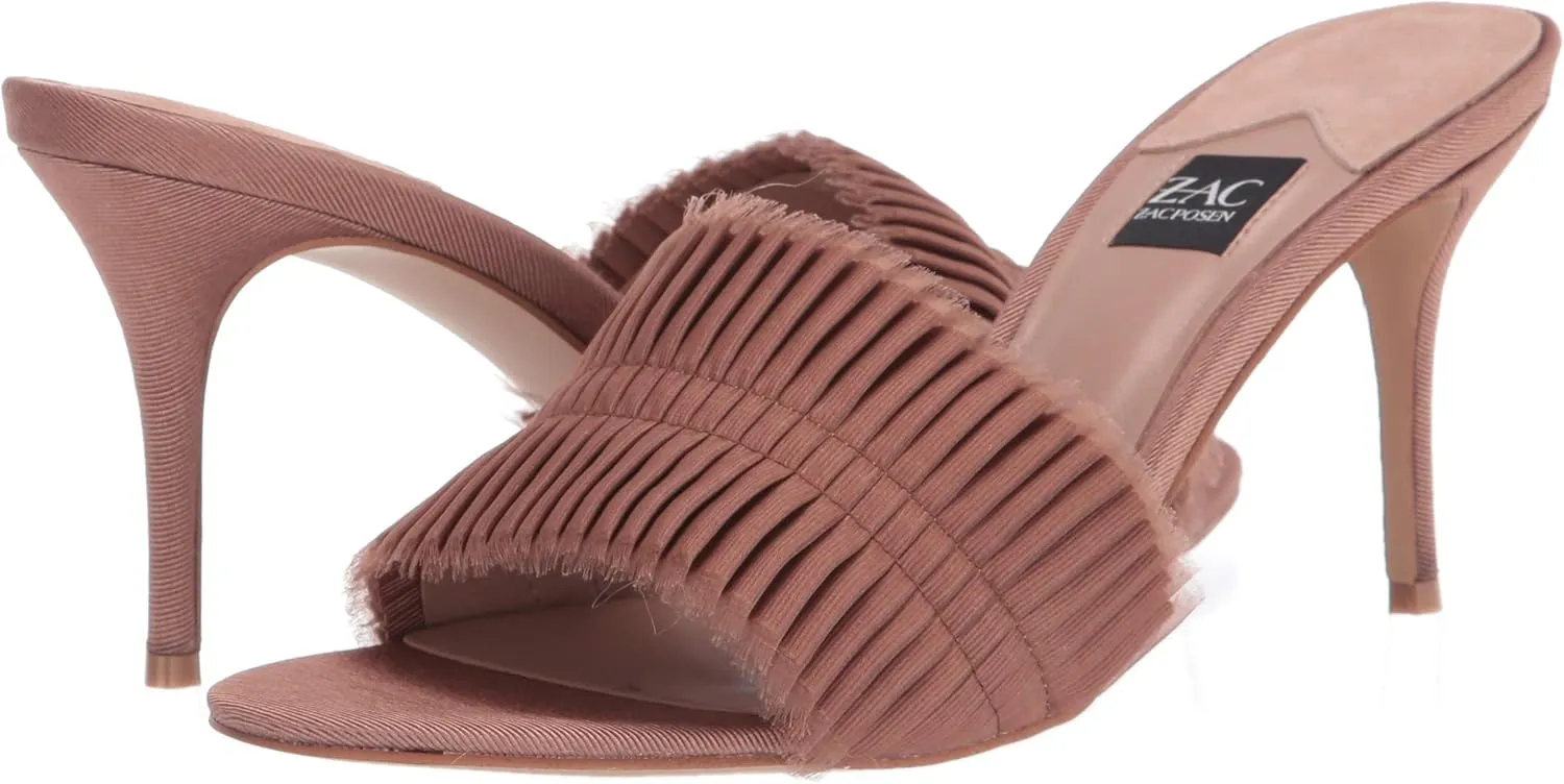 Zac Posen Women's Pleated Chiffon High Heel Slide Mule